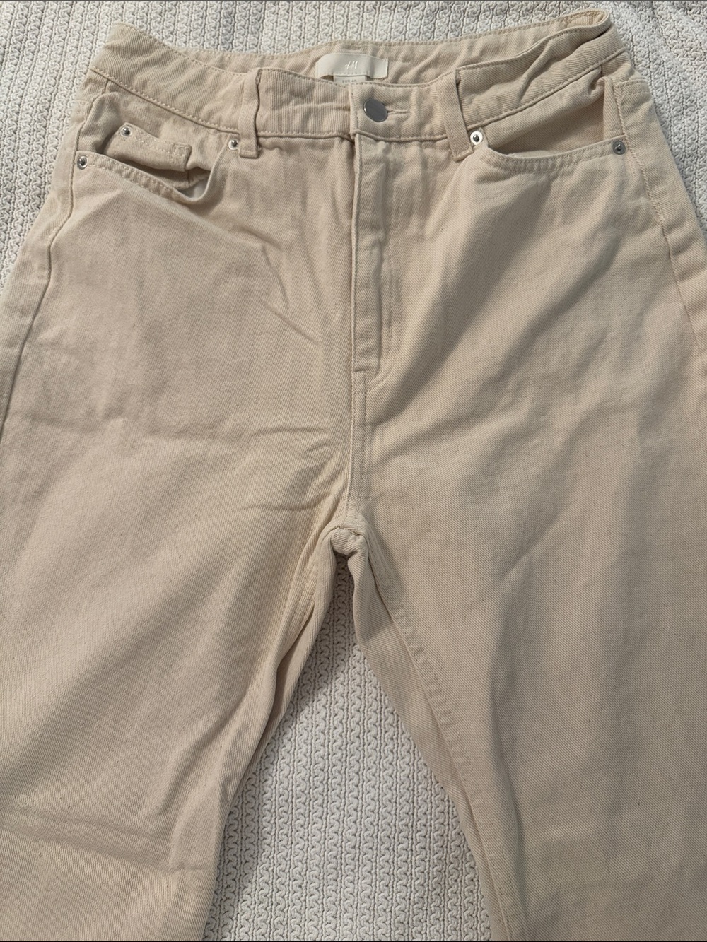 H&M Straight Leg Jeans in Light Beige
